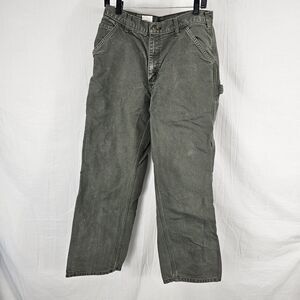 Carhartt Pants Men 33X30 Green Carpenter Dungaree Fit Utility Canvas B11 MOS